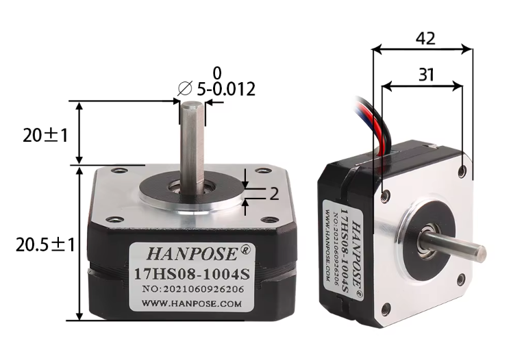 Moteur Pas à Pas NEMA 17 Hanpose 17HS08-1004S – 12V – 1A – 16 N·cm